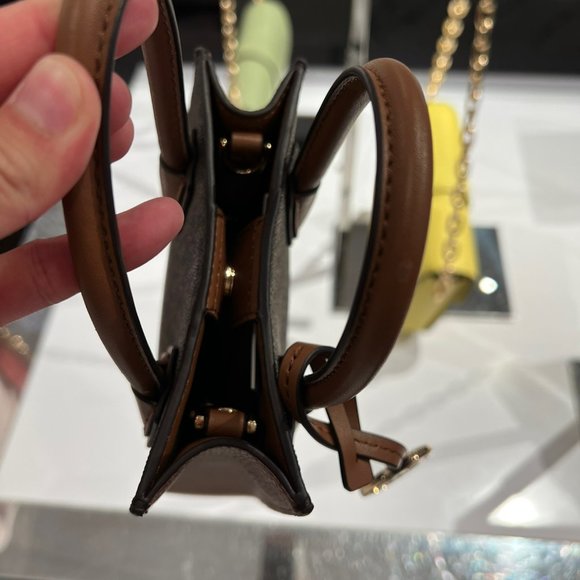 MICHAEL KORS MERCER XS NS SHOPPER CROSSBODY SATCHEL BAG SIGNATURE LOGO MK BROWN - Picture 6 of 8